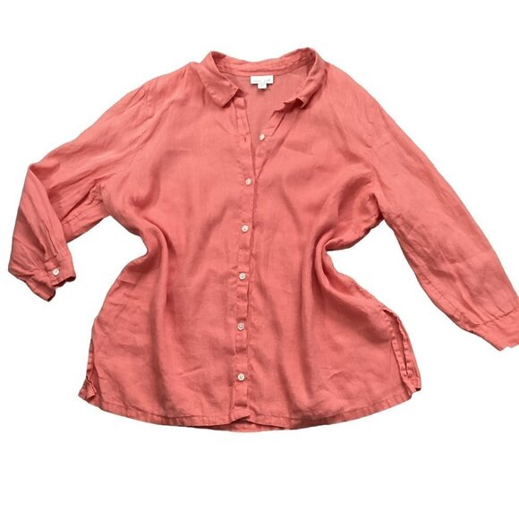 J. Jill Love Linen XL 100% Linen Button-Up Top Peach Pink 183D - Picture 1 of 8